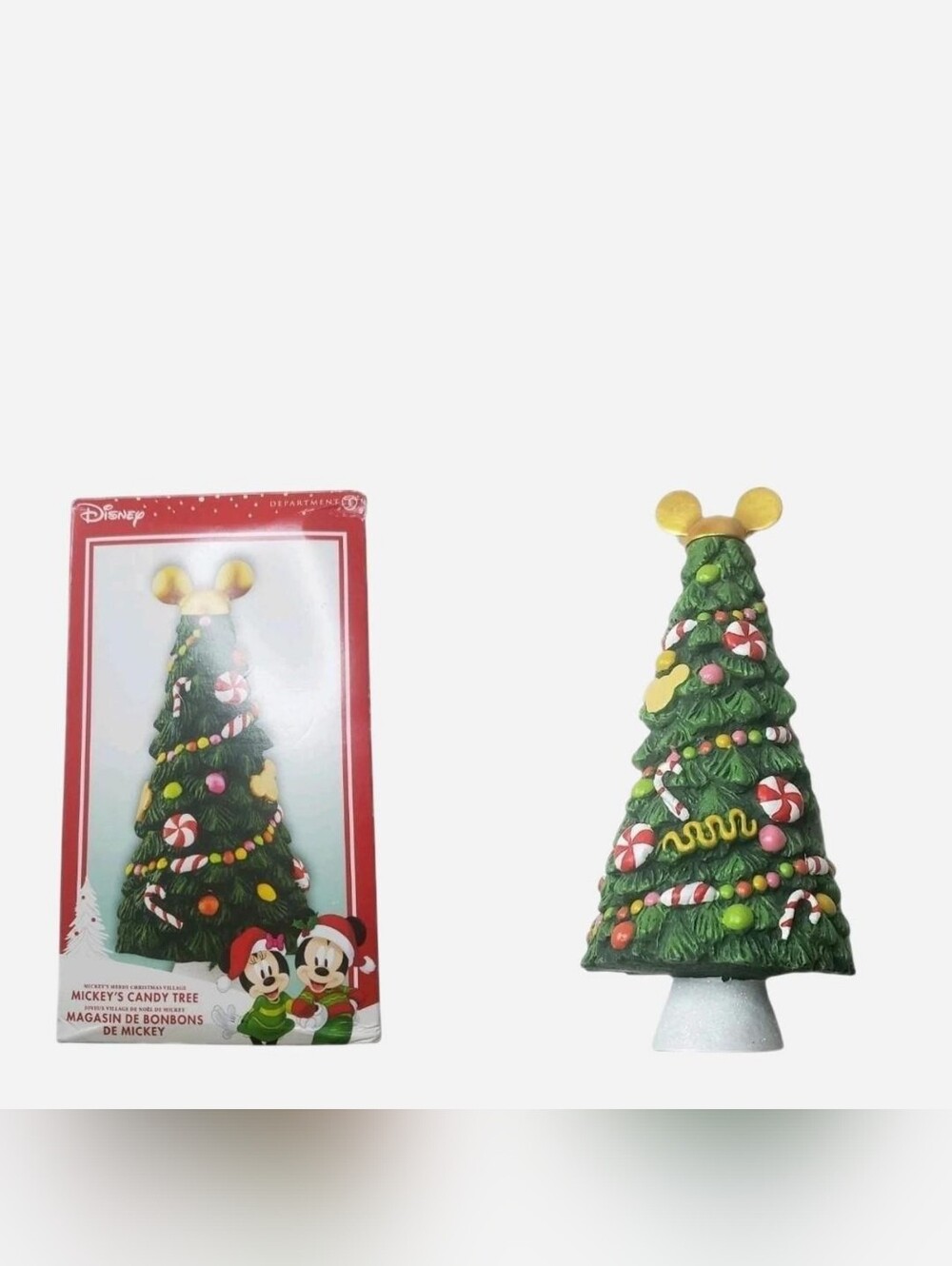 Disney Department 56 Mickey's Candy Tree Merry Christmas Village Open Box